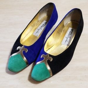 Enzo Angiolini Fleur black blue green suede flats